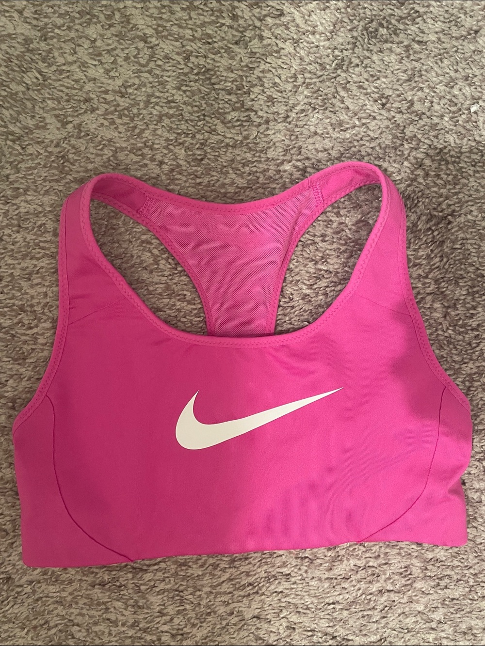 Nike Pink Racerback Sports Bra with White Swoosh xs